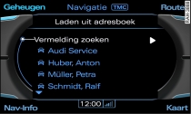 Reisdoel uit adresboek laden